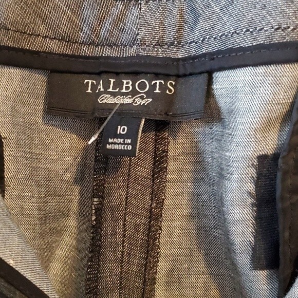 TALBOTS LINEN DRAWSTRING WIDE STRAIGHT LEG GRAY PANTS SIZE 10 BEACHY HIGH WAIST - Picture 6 of 11